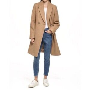 DKNY Women’s Camel Fashion Coat Size Large New Classic Winter Overcoat